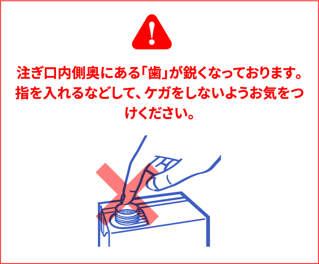 注ぎ口の取り扱い方イメージ